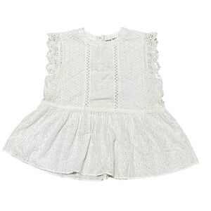 Attic Salt White Eyelet Cutout Scalloped Sleeveless Cotton Blouse Size Medium